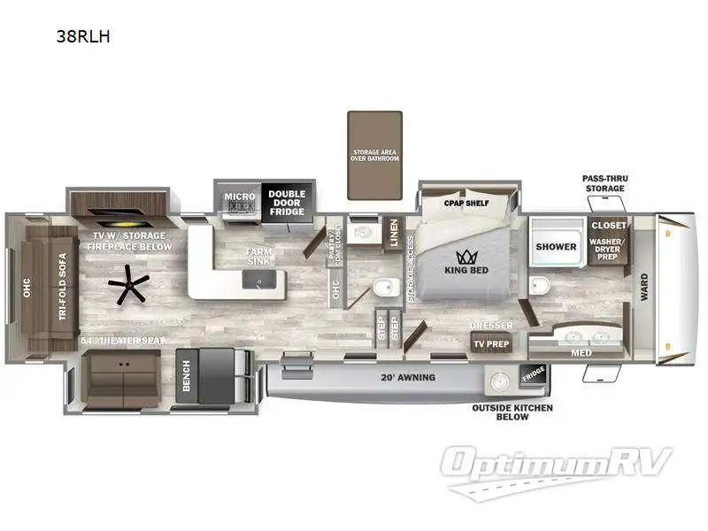 2024 Forest River Sabre 38RLH Floorplan Photo