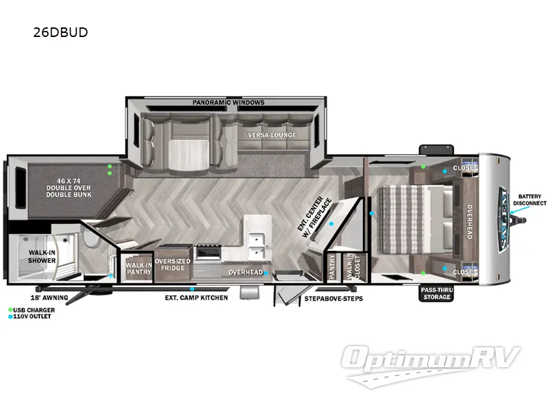 2022 Forest River Salem 26DBUD RV Floorplan Photo