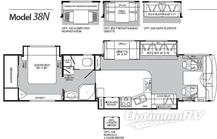 2004 Fleetwood Bounder Diesel 38N Floorplan Photo