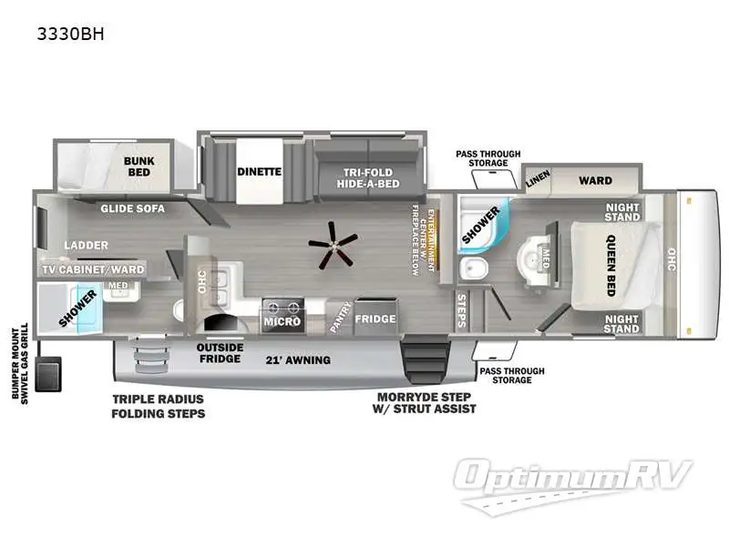 2022 Forest River Sandpiper 3330BH Floorplan Photo