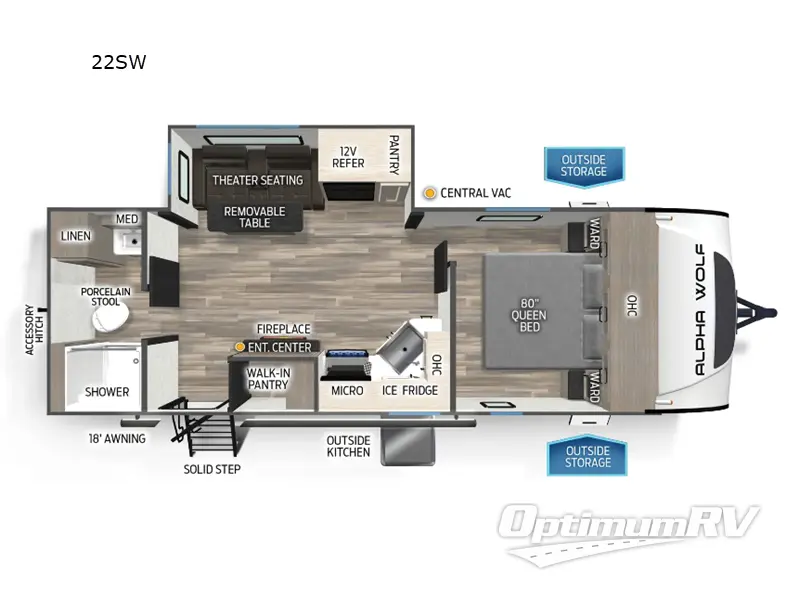 2025 Forest River Cherokee Alpha Wolf 22SW Floorplan Photo