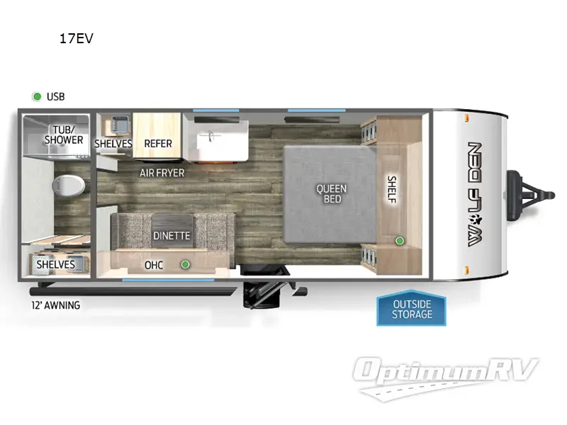 2025 Forest River Cherokee Wolf Den 17EV Floorplan Photo