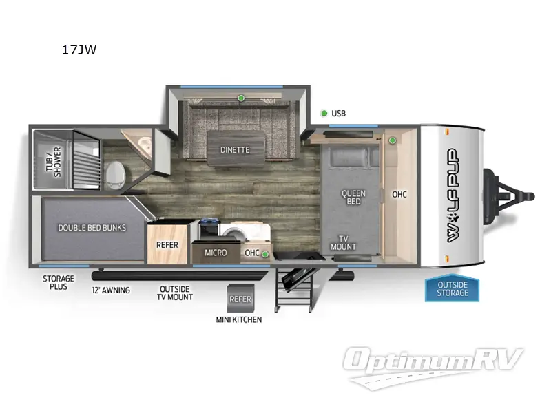 2025 Forest River Cherokee Wolf Pup 17JW Floorplan Photo