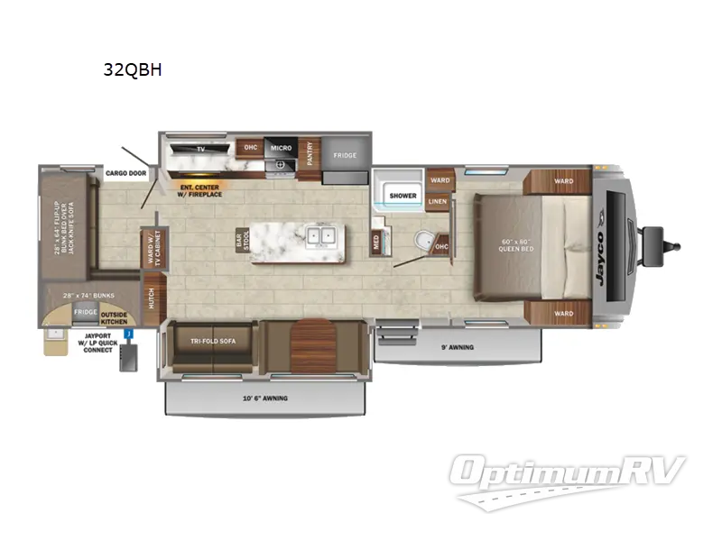 2023 Jayco White Hawk 32QBH Floorplan Photo