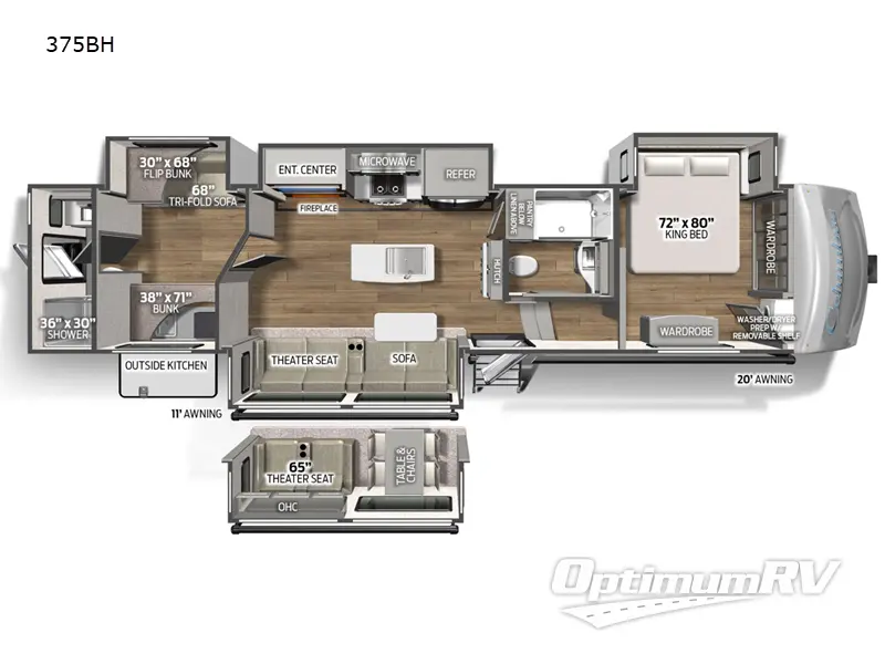 2023 Palomino Columbus 375BH RV Floorplan Photo