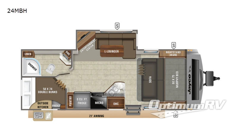 2020 Jayco White Hawk 24MBH Floorplan Photo