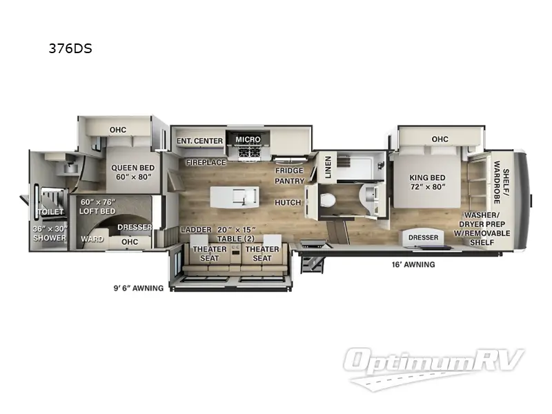 2025 Palomino Columbus 376DS Floorplan Photo