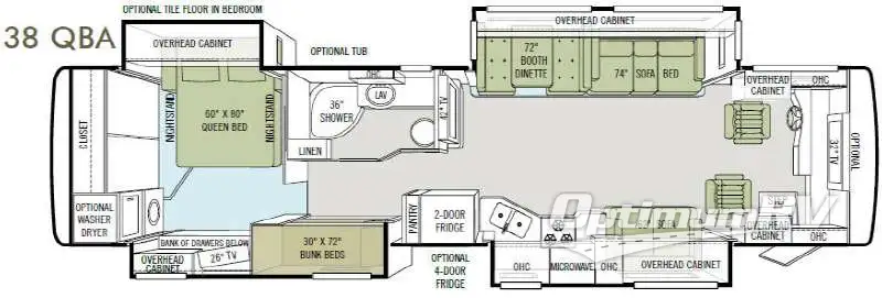 2011 Tiffin Allegro RED 38 QBA Floorplan Photo
