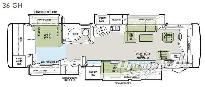 2013 Tiffin Phaeton 36 GH Floorplan Photo
