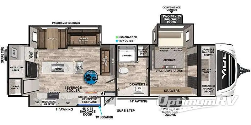 2024 Forest River Vibe 34XL Floorplan Photo