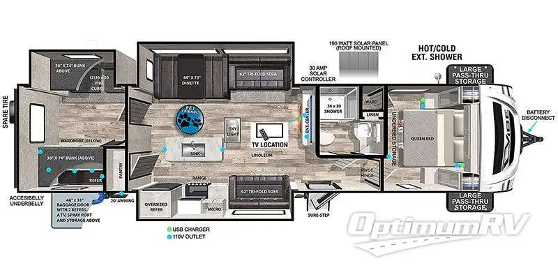 2024 Forest River Vibe 34BH RV Floorplan Photo