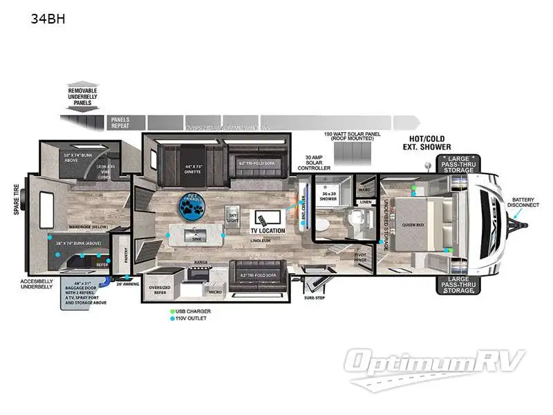 2024 Forest River Vibe 34BH Floorplan Photo