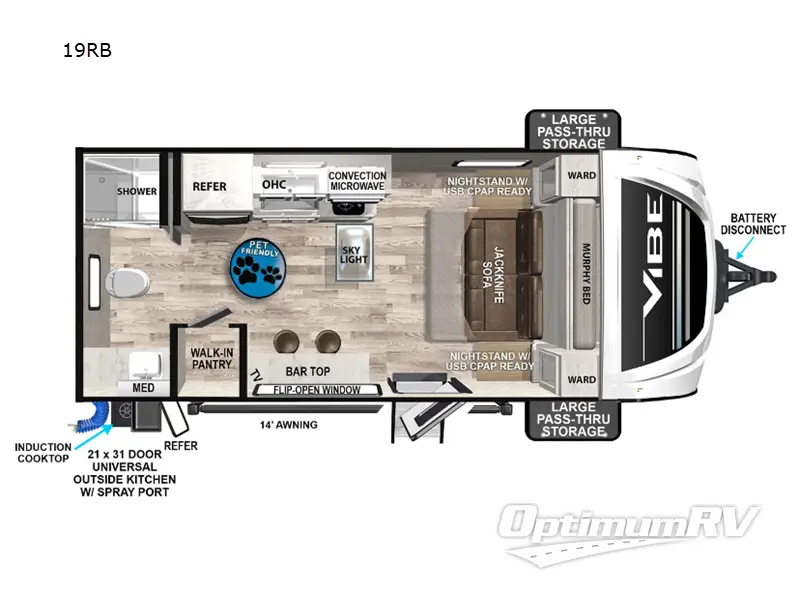 2024 Forest River Vibe 19RB Floorplan Photo