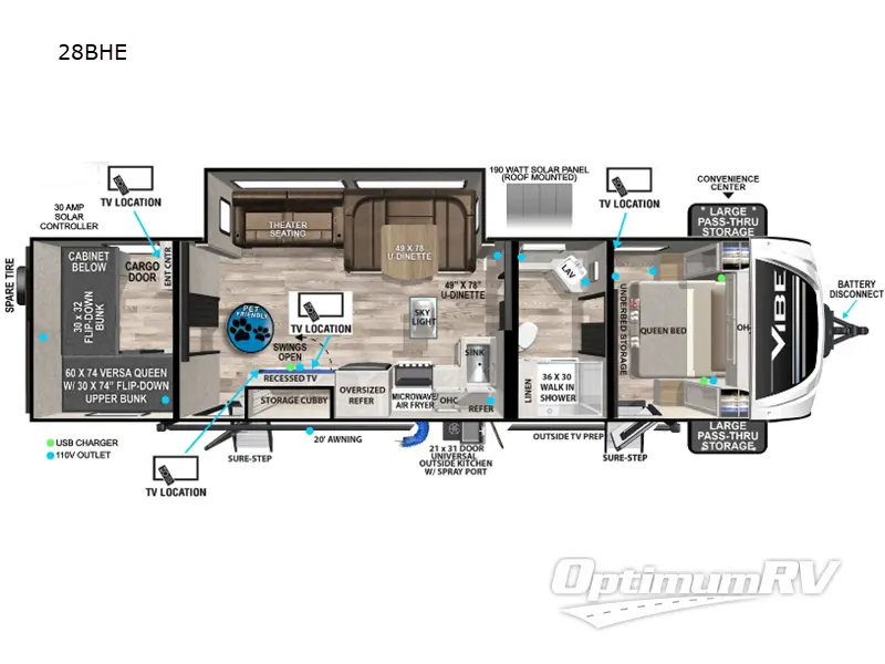 2024 Forest River Vibe 28BHE Floorplan Photo