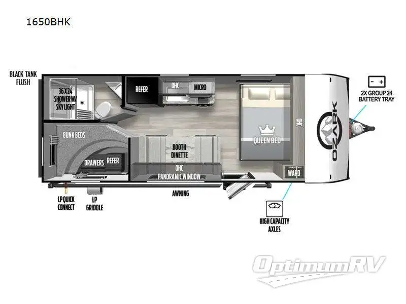 2024 Forest River Ozark 1650BHK Floorplan Photo