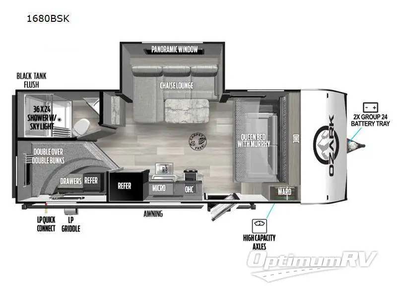 2024 Forest River Ozark 1680BSK Floorplan Photo
