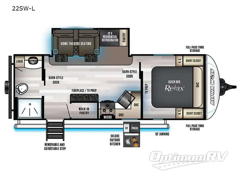 2021 Forest River Cherokee Alpha Wolf 22SW-L RV Floorplan Photo