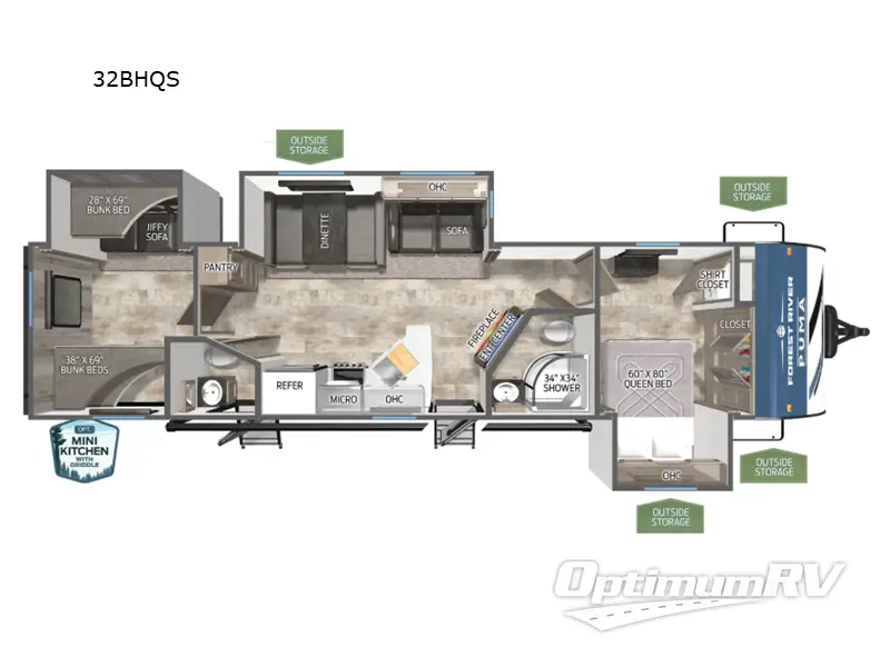 2025 Palomino Puma 32BHQS Floorplan Photo
