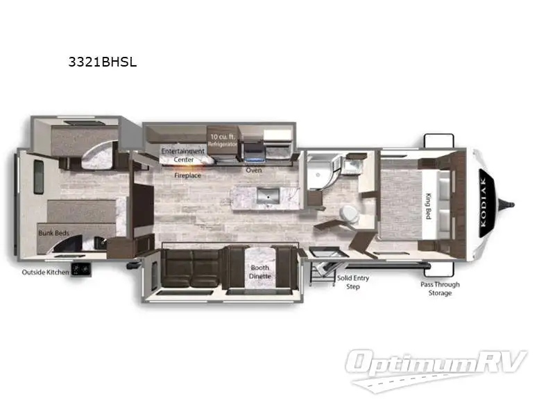 2022 Dutchmen Kodiak Ultimate 3321BHSL RV Floorplan Photo