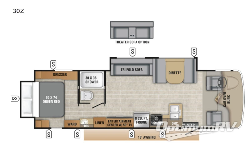 2019 Entegra Odyssey 30Z Floorplan Photo