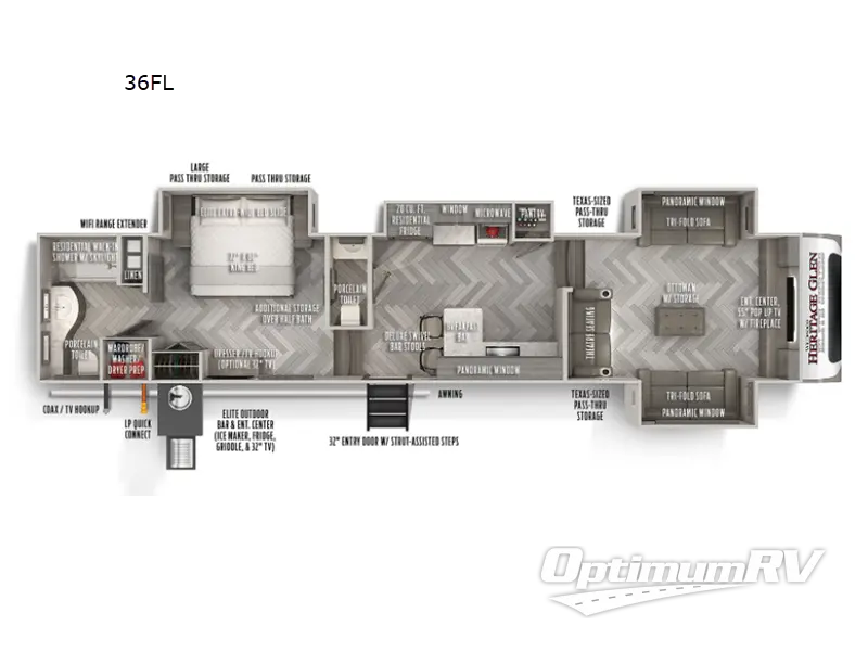 2021 Forest River Wildwood Heritage Glen Elite Series 36FL Floorplan Photo