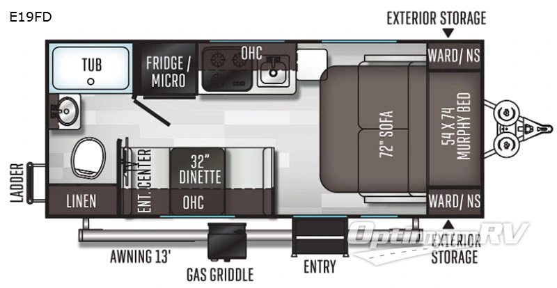 2020 Forest River Flagstaff E-Pro E19FD Floorplan Photo