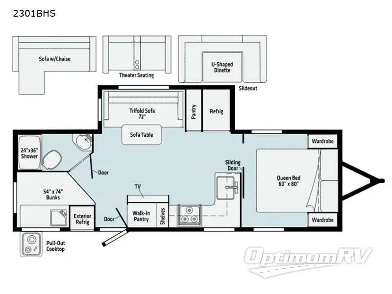 2021 Winnebago Towables Minnie 2301BHS Floorplan Photo