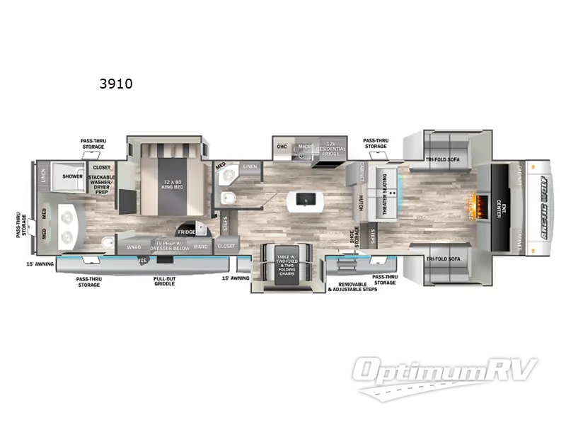 2023 Forest River Cherokee Arctic Wolf Suite 3910 RV Floorplan Photo