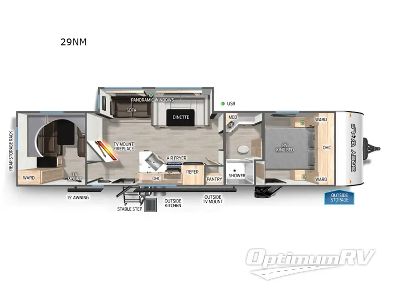 2025 Forest River Cherokee Grey Wolf 29NM Floorplan Photo