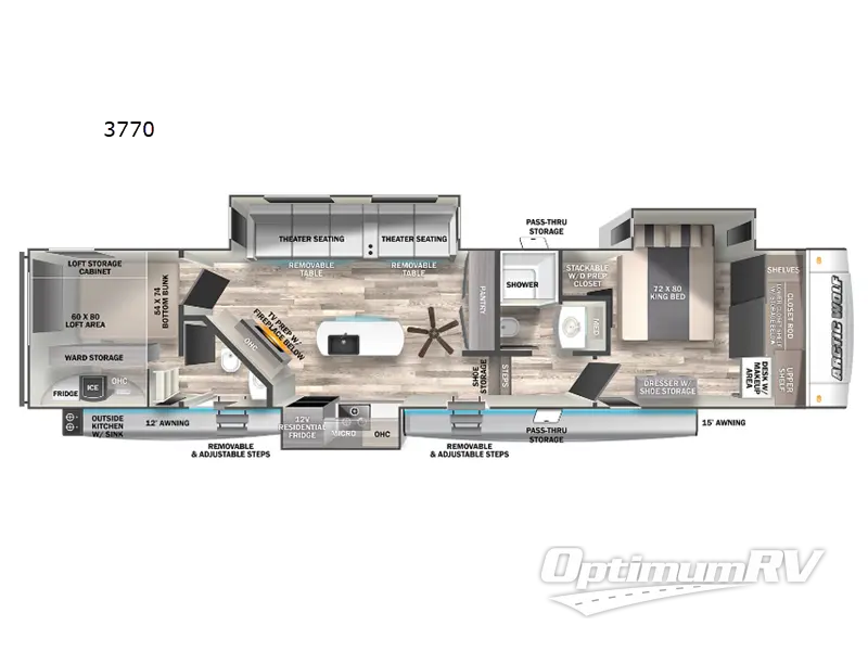 2023 Forest River Cherokee Arctic Wolf Suite 3770 RV Floorplan Photo