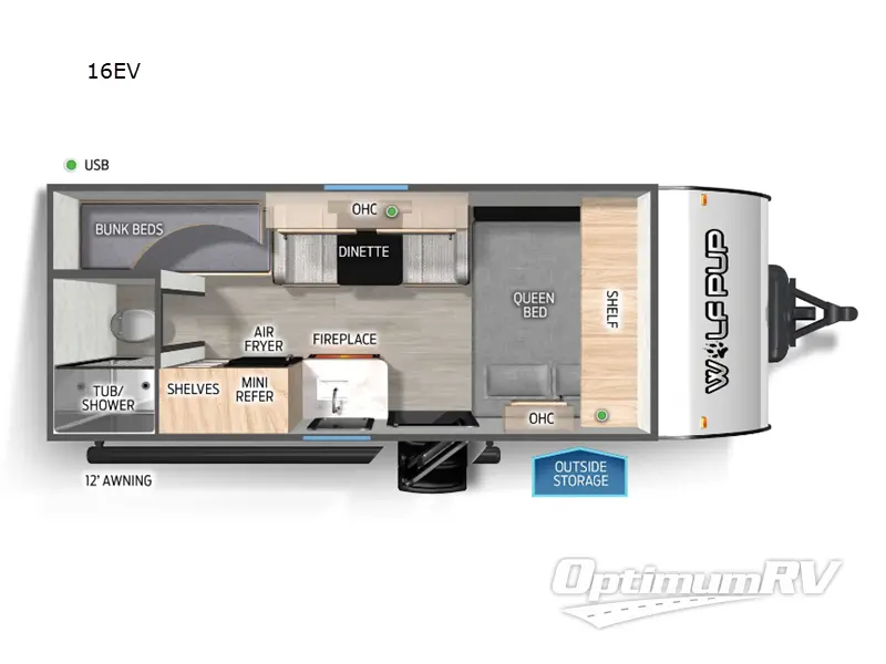 2025 Forest River Cherokee Wolf Pup 16EV Floorplan Photo
