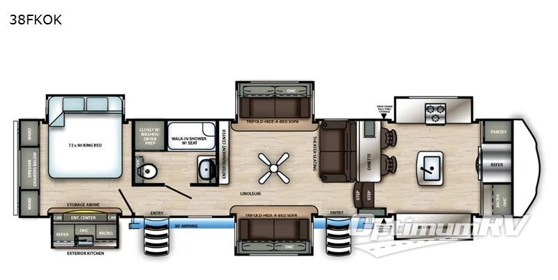 2020 Forest River Sandpiper 38FKOK Floorplan Photo