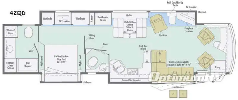 2016 Winnebago Tour 42QD RV Floorplan Photo