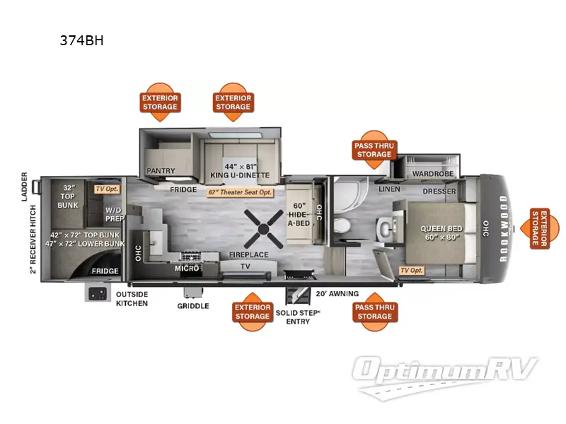 2024 Forest River Rockwood Signature 374BH Floorplan Photo