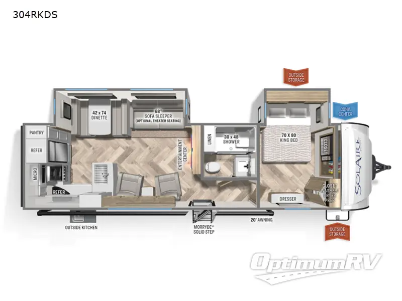 2022 Palomino SolAire Ultra Lite 304RKDS RV Floorplan Photo