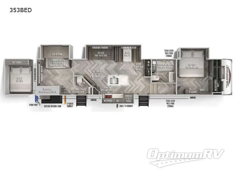 2021 Forest River Wildwood Heritage Glen 353BED Floorplan Photo