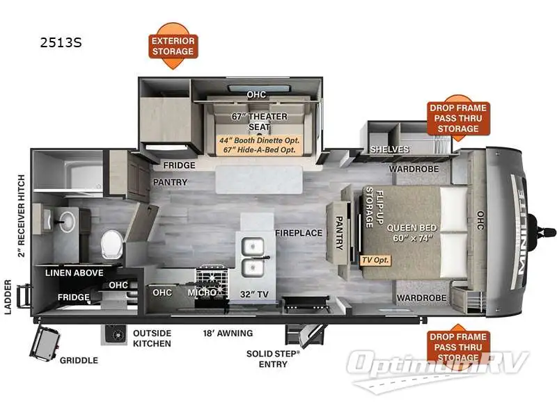 2023 Forest River Rockwood Mini Lite 2513S Floorplan Photo