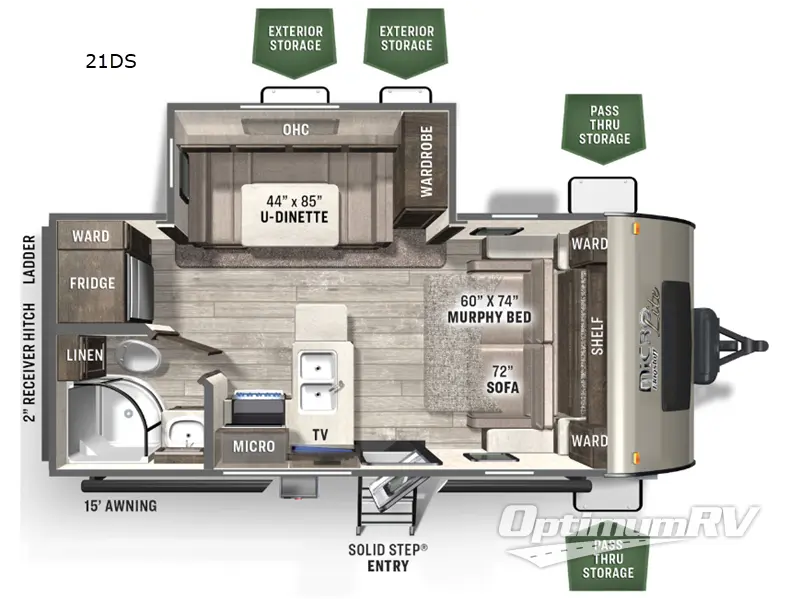 2023 Forest River Flagstaff Micro Lite 21DS RV Floorplan Photo