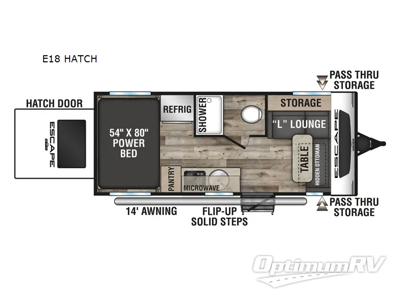 2022 KZ Escape E18 HATCH Floorplan Photo