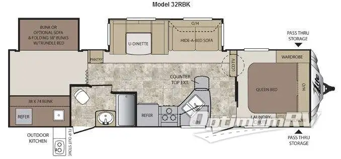 2013 Keystone Cougar X-Lite 32RBK Floorplan Photo
