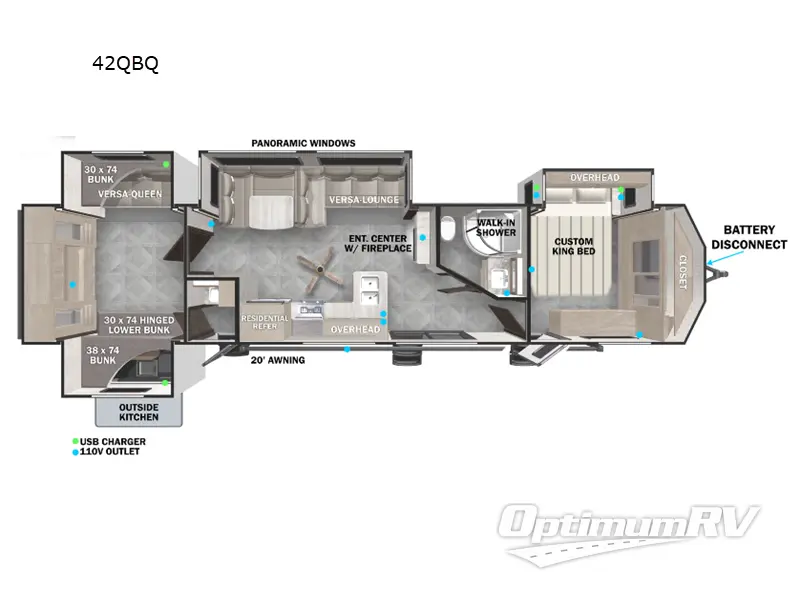 2023 Forest River Wildwood Lodge 42QBQ RV Floorplan Photo