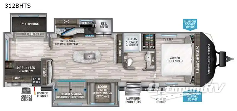 2021 Grand Design Reflection 312BHTS RV Floorplan Photo