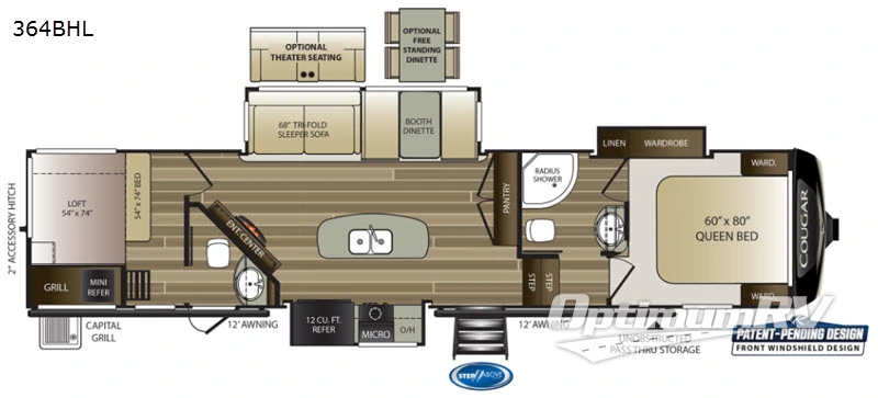 2020 Keystone Cougar 364BHL Floorplan Photo