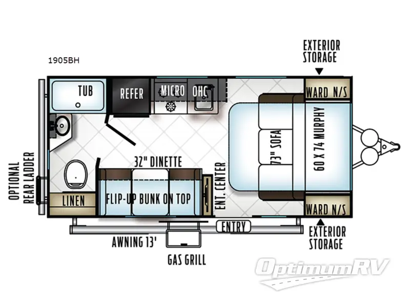 2018 Forest River Rockwood Mini Lite 1905BH Floorplan Photo