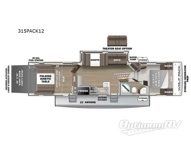 2021 Forest River Cherokee Wolf Pack 315PACK12 RV Floorplan Photo