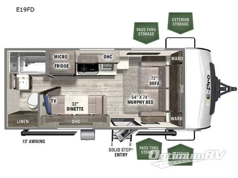 2022 Forest River Flagstaff E-Pro E19FD RV Floorplan Photo