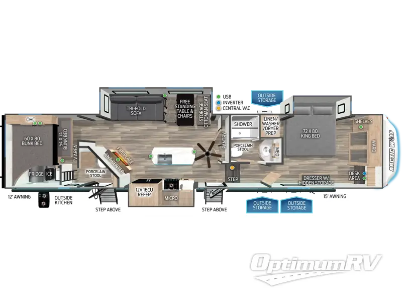 2024 Forest River Cherokee Arctic Wolf 3770SUITE RV Floorplan Photo