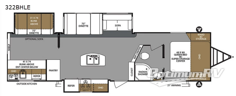 2018 Forest River Surveyor 322BHLE Floorplan Photo