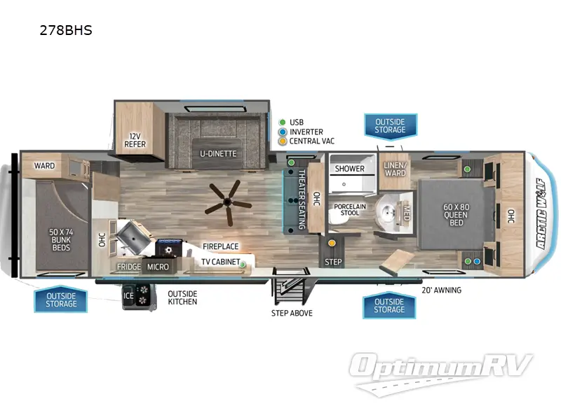 2024 Forest River Cherokee Arctic Wolf 278BHS Floorplan Photo
