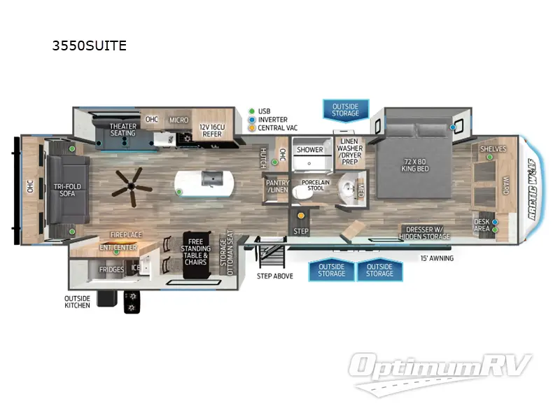 2024 Forest River Cherokee Arctic Wolf Suite 3550 RV Floorplan Photo